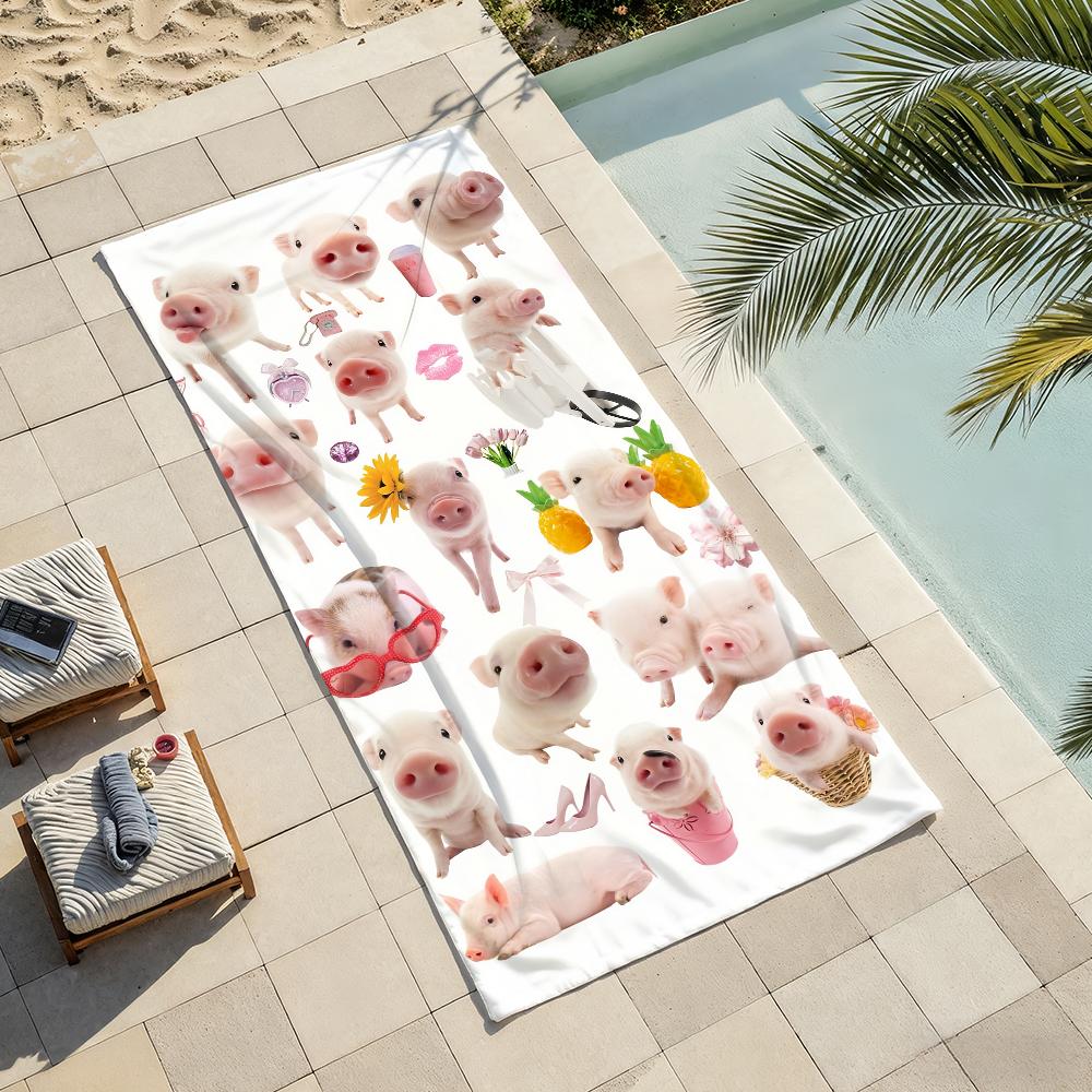 Cute Pig Towel For Swim Yoga Gym Quick Drying Soft and skin-friendly Beach Towels All-Season