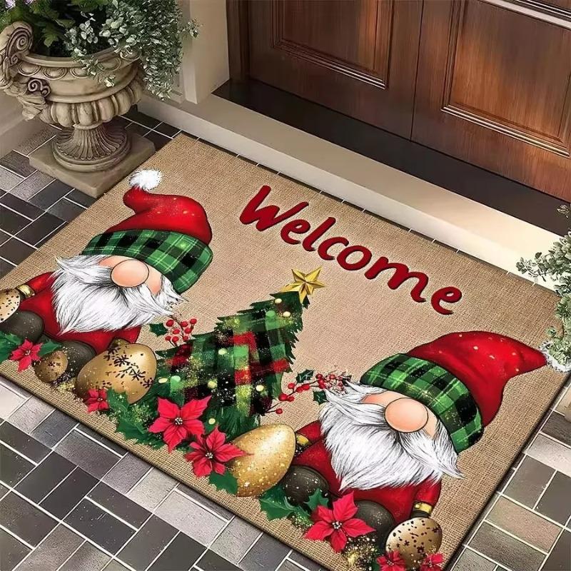 Christmas Decoration Carpet Living Room Porch Christmas Dwarves Welcome Rug Holiday Furniture Decoration Entrance Anti Slip Mat