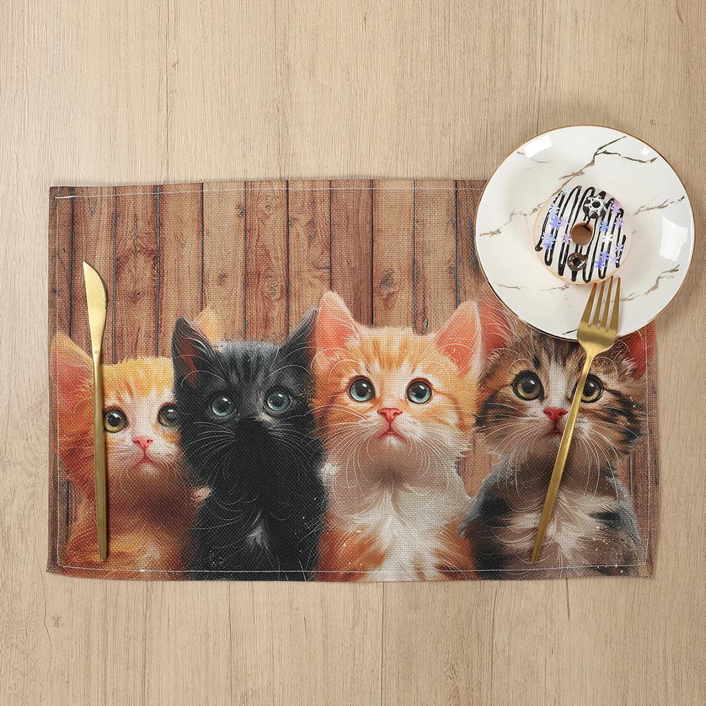 1PC Cats Printed Placemats Birthday Party Decoration Kids Adults Favors Placemats Happy 1st Birthday Baby Shower Table Decor