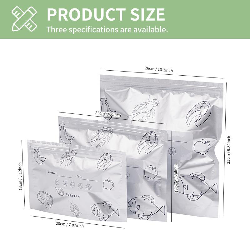 10Pcs Aluminum Foil Fresh-Keeping Bags Reusable Self Seal Packaging Bag Thickened Avoid Light Food Storage Bag Fruit