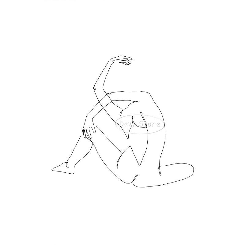 

Абстрактный Фитнес Минималистичный Постеры с Линейным Искусством Асан Йоги Холст Живопись Женское Тело Обнаженная Настенная Художественная Картина Декор для Дома Комнаты 21cm×30cm NoFrame