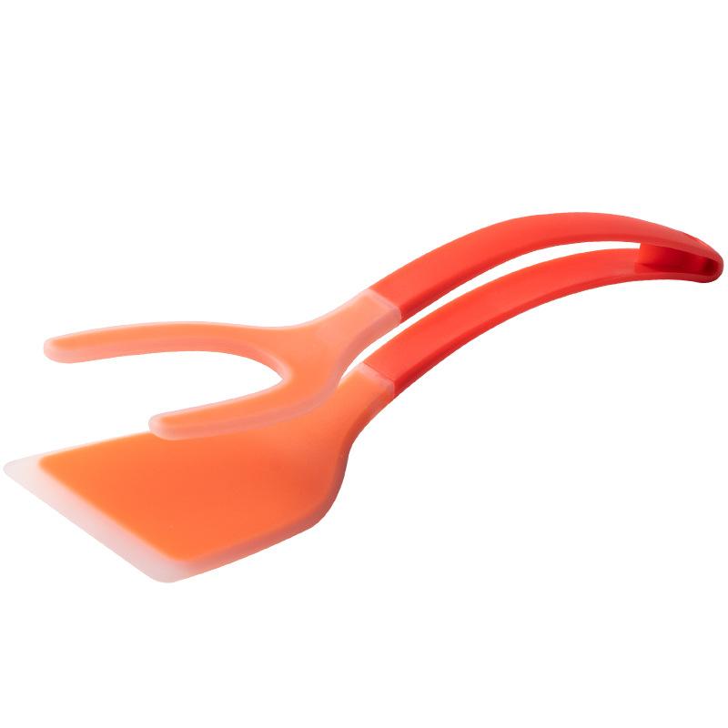 2-in-1 Silicone Spatula Clip Steak Spatula Non-slip Anti-scald Food Clip Kitchen Fry Fish Spatula Omelette Clip Flip