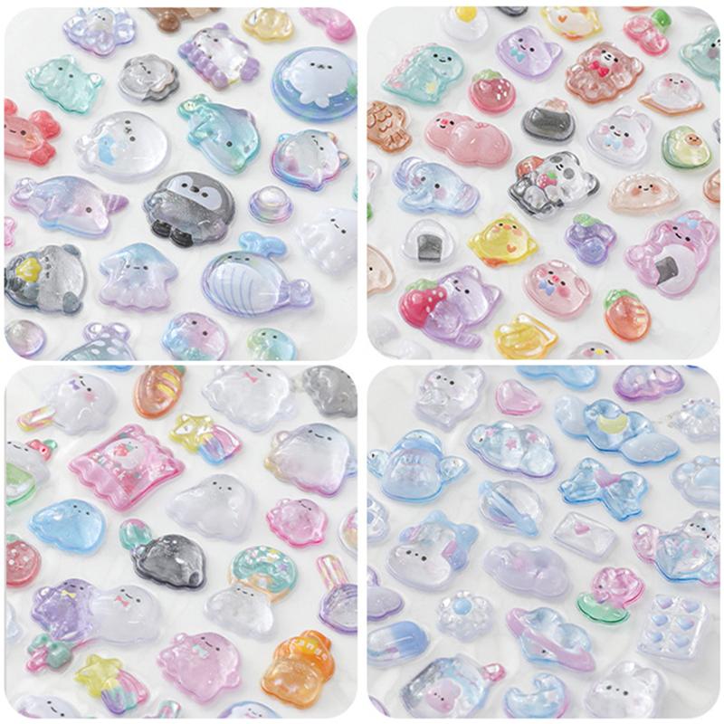 3D Cute Jelly Stickers Cartoon Animal Relief Sticker Scrapbook DIY 3D Stickers Car Refrigerator Phone Case Stickers