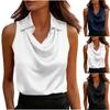 Women's Fashionable Color Collar Sleeveless Shirt Summer Business Casual Top