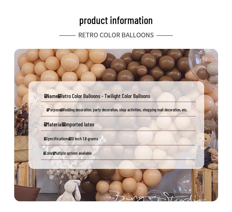 Retro Twilight 10-Inch Morandi Latex Balloons (180g) for Photography & Festival Decoration