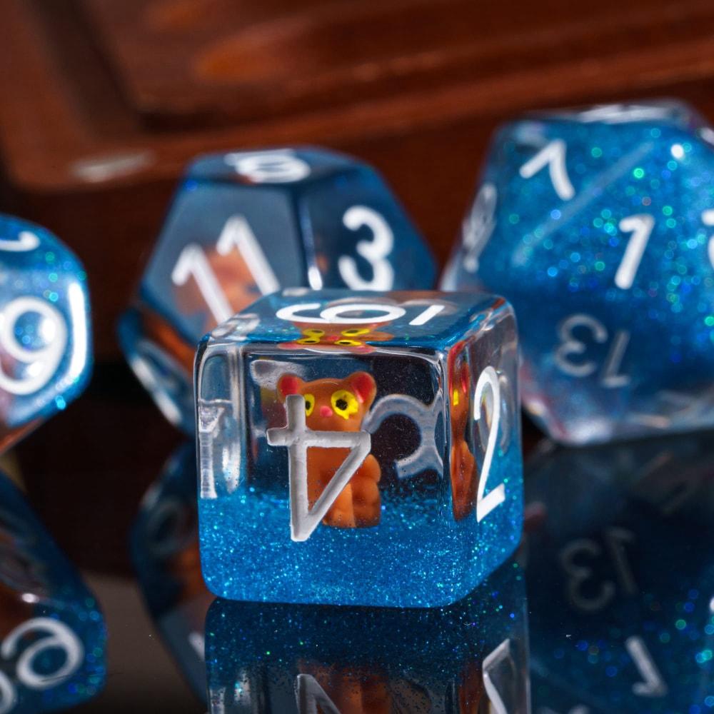 Cusdie Dadi Animali DnD Carini Resina 7 Pezzi Vari D4 D6 D8 D10 D% D12 D20 Set di Dadi Poliedrici per Giochi di Ruolo D&D Giochi da Tavolo