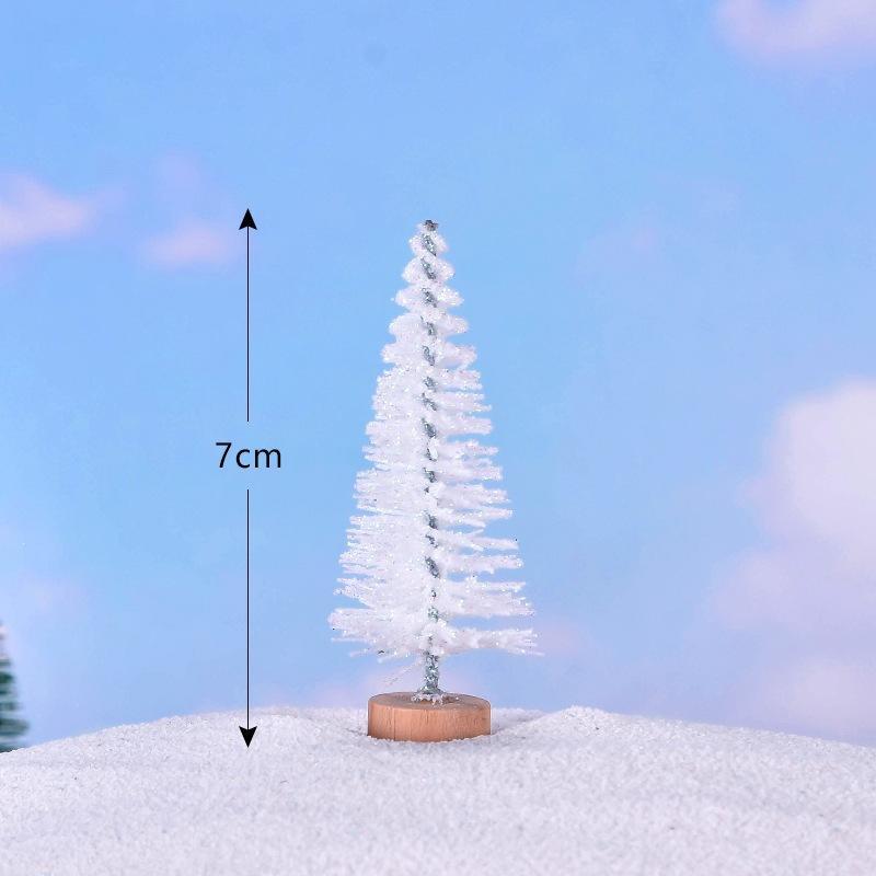 Mini Christmas Tree Ornament With Snow Frosted Design Cute Figurines For Tabletop Holiday Party Decor