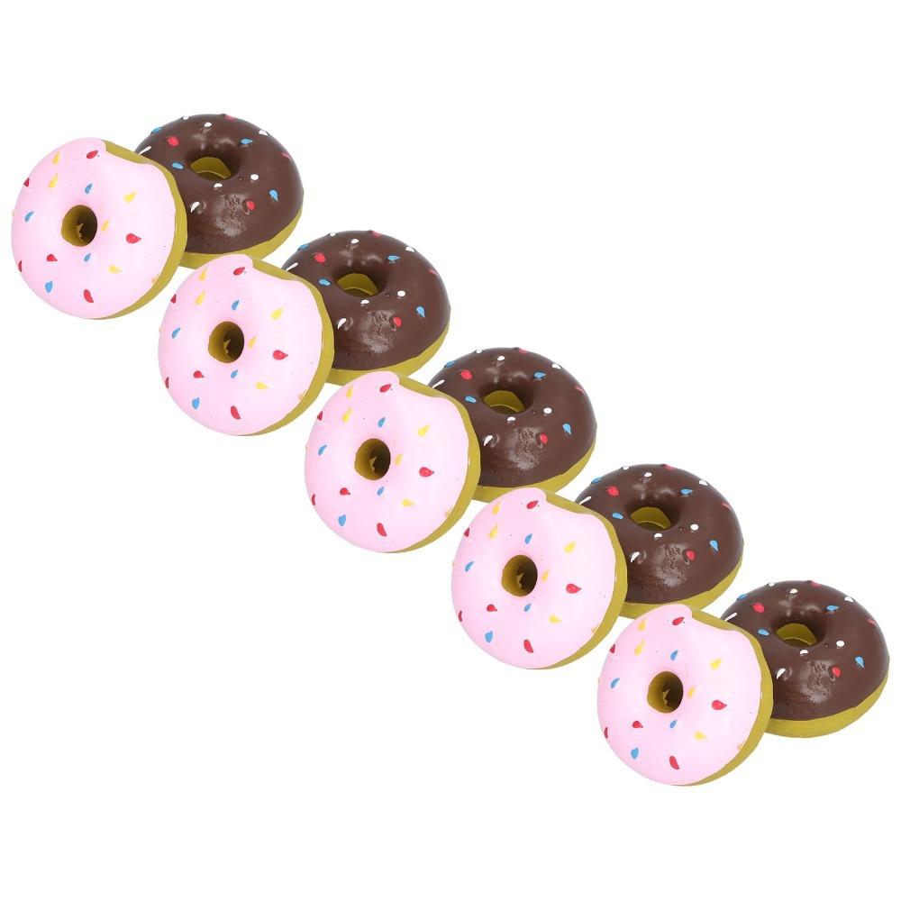 10pcs Latex Squeaky Dog Toy Multi Colors Donut Dog Toy Bouncy Texture Dog Chew Toy Chew Relief