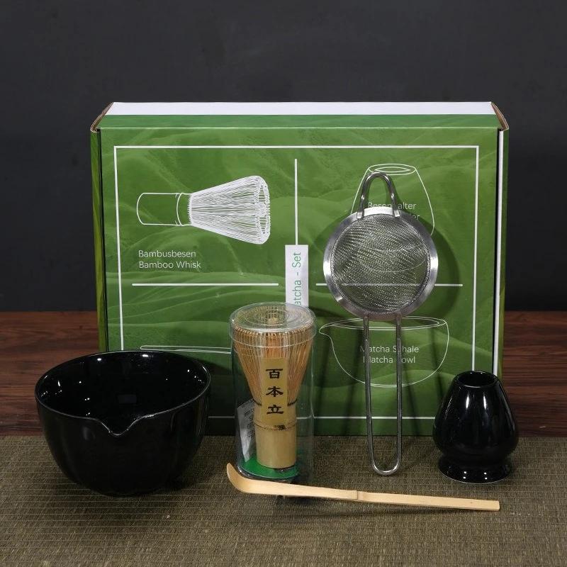 4/8pcs Matcha Whisk Set For Tea Lover Ceramic Matcha Kit Set Petal Bowl Whisk Scoop Sifter For Home Camping Art Of Tea Present
