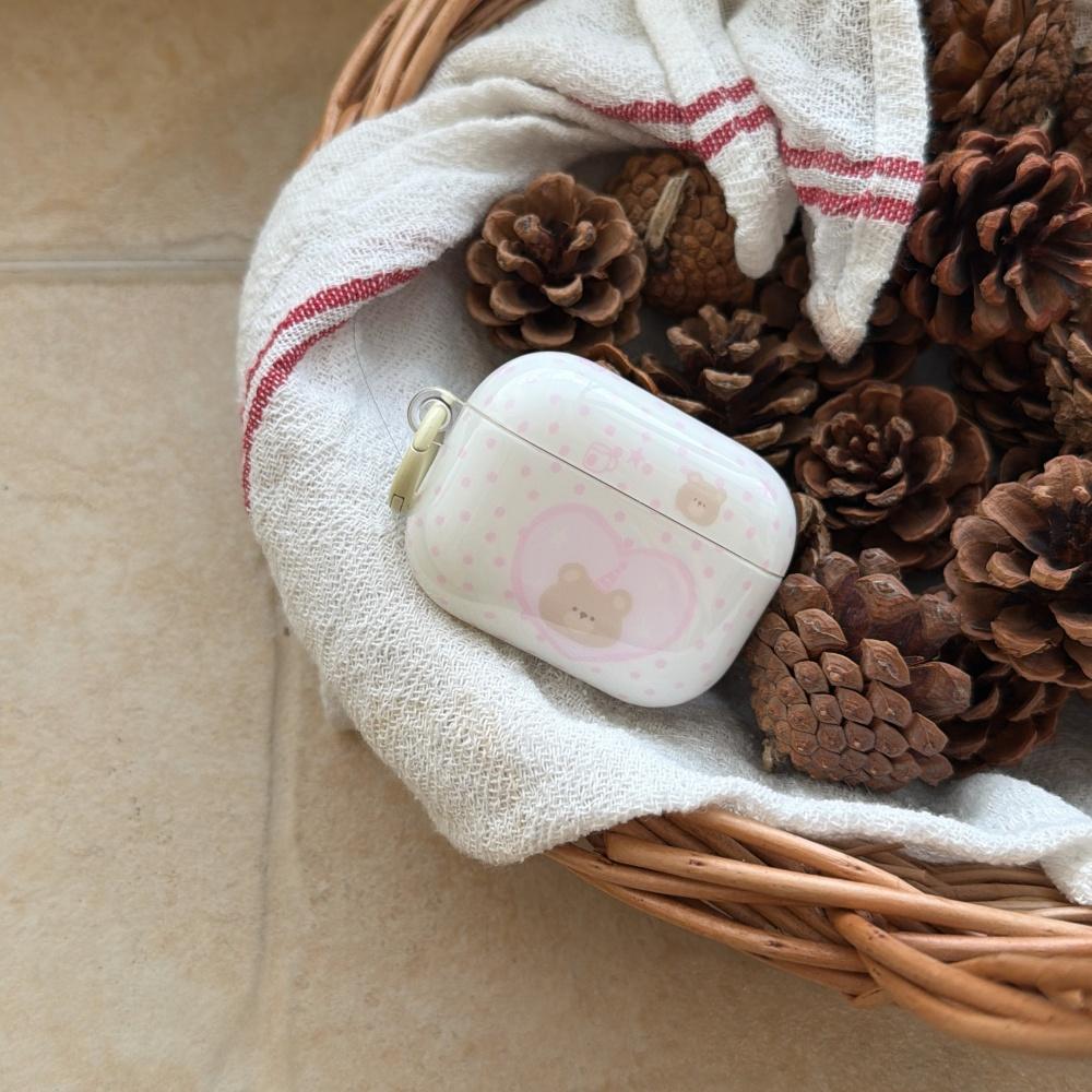 Cute Pink Polka Dot Bear AirPods 4 Case Pro 3 New AirPods Pro 2 Case for Apple Wireless Bluetooth Earphone Cover