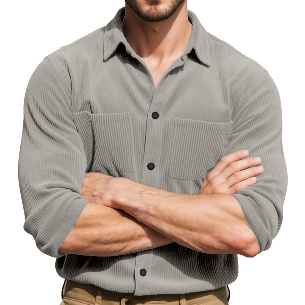 Men's Corduroy Shirt Jacket Button Down Casual Solid Work Shirt Carhartt Style Overshirt