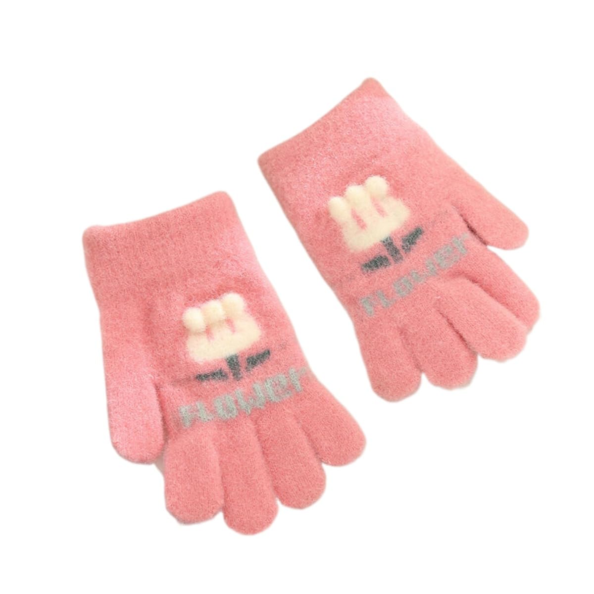 

VIISEN Popular Gloves for Ages Cute and Perfect for Winter and Cycling Ages Kids Gloves, Five-Finger Girls, 2-5, Warm, Outings, School, (Size 2/Dark