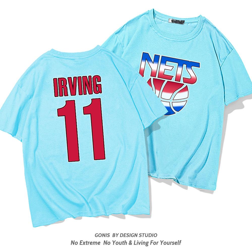 Nets Irving No. 11 Short Sleeve T-Shirt Men's Basketball Loose Cotton Half Sleeve Youth Student Clothes