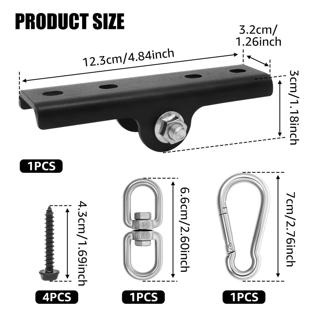 2/1 Stück Verbessertes 360° schwenkbares Heavy Bag Mount Stahl Punching Bag Haken Holzbalken Haken für Yoga, Fitnessstudio, Schaukelstühle und Hängematten