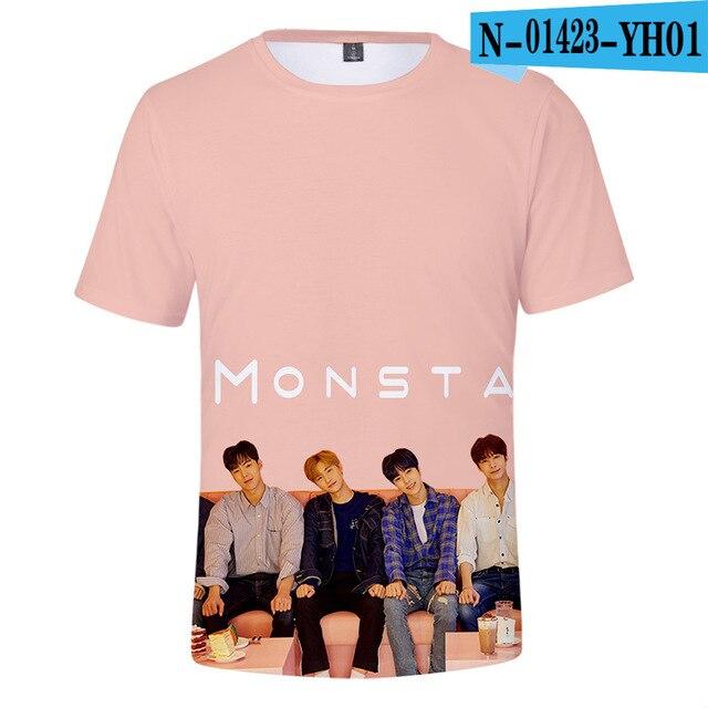 Kpop Monsta X 3d Printed T Shirt Women Men Harajuku T -Shirt K -Pop Team Member Tshirt Short Sleeve T Shirts Streetwear Clothes 