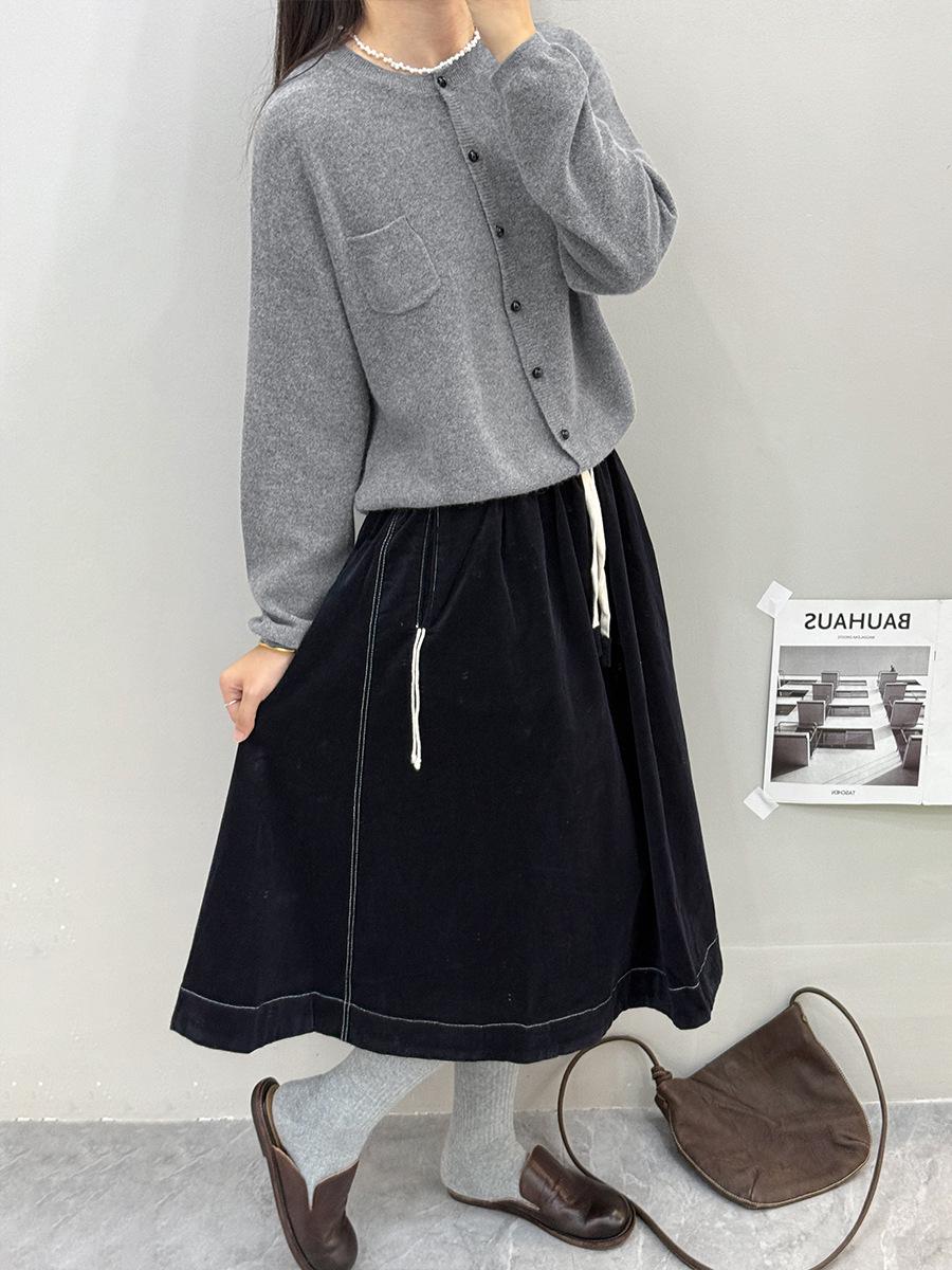 

Женский кардиган Su Machi из мериносовой шерсти с круглым вырезом - однотонный, свободного кроя, с длинным рукавом, кашемировый вязаный свитер One Size (fits 90-140 jin)