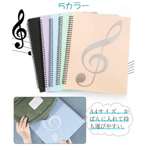 A4-Size Sheet Music File, 40 Sheets per Page, 10 Sheets, 5 Colors, Non-Reflective, Double-Page Sheets, Perfect for Sheet Music, Composition, and Lesso