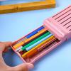 Portable Pencil Case with Magnetic Lock 7 Compartments Multifunctional Waterproof Pen Box for Students Kids School Supplies with Pencils Eraser Rulers