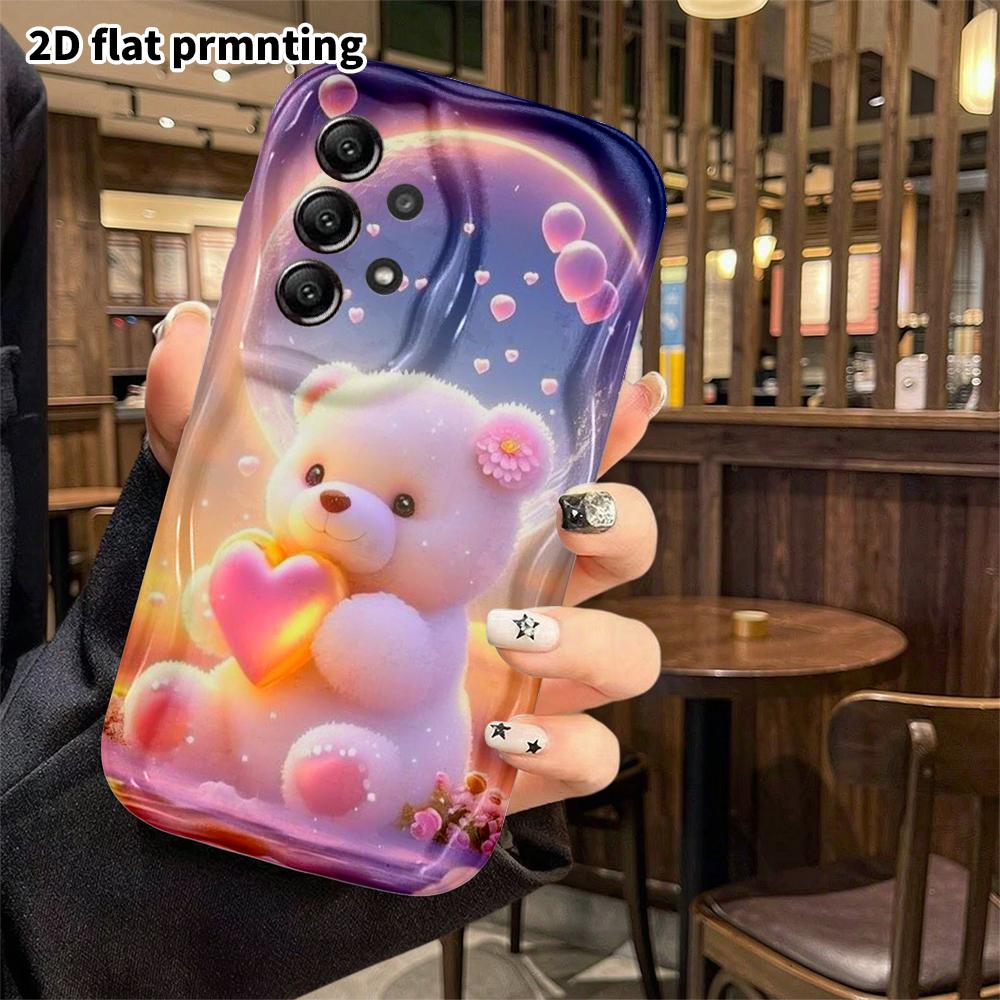 Phone Case: 2D flat, suitable for Samsung Galaxy A34 A35 M05 M06 S20 S22 S21 FE Plus 5G protective cases, featuring moon, heart, and little bear, perf