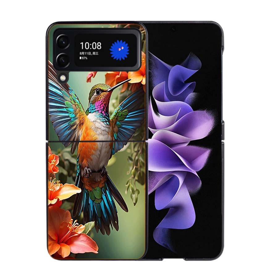 

Hummingbird Phone Case For Samsung Z Flip 7 6 5G Galaxy Z Flip4 Z Flip5 Z Flip3 Coque Black Hard PC Shell Protective Cover Samsung Z Flip 4 5G
