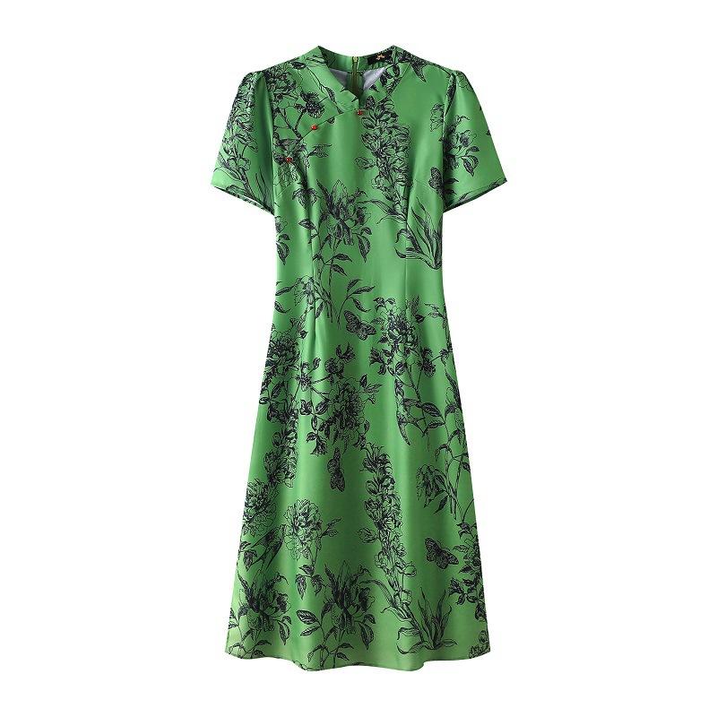 

Плюс Размер Женщин Новый Китайский Улучшенный Cheongsam Ретро Утягивающее Платье 6XL зелёный