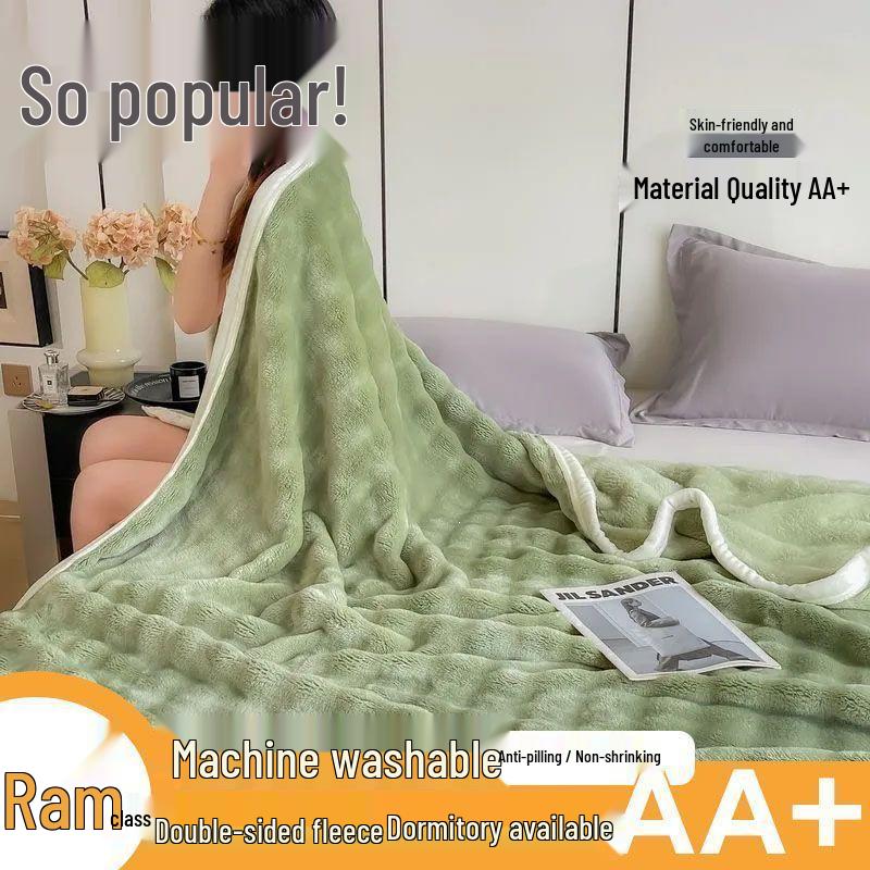 All-Season Coral Fleece Blanket for Office Naps and Sofa