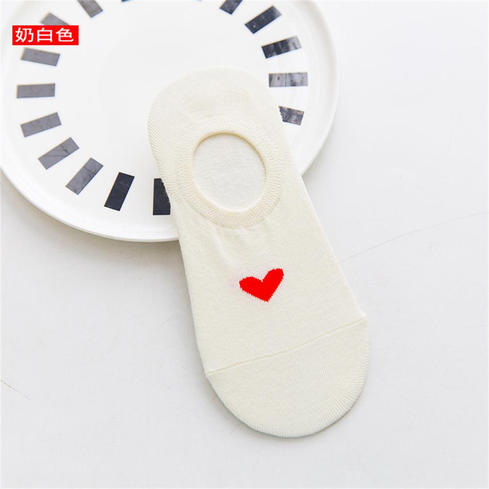 New Women's Summer Red Love Heart Breathable Soft Cotton Short Socks Unisex No-Slip Invisible Sokken Dropship