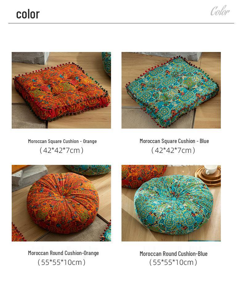 Cross-Border Ethnic Style Retro Floor Cushion: Thickened Square Tatami Seat, Cotton/Linen Fabric for Living Room or Bedroom.