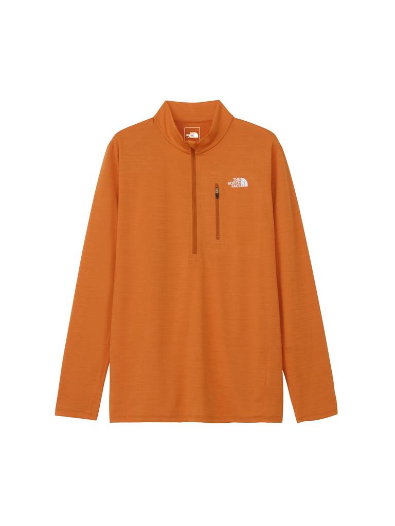 The North Face Long Sleeve FLASHDRY 3D Zip Yam Size L T-Shirt, L/S, Up, Orange,