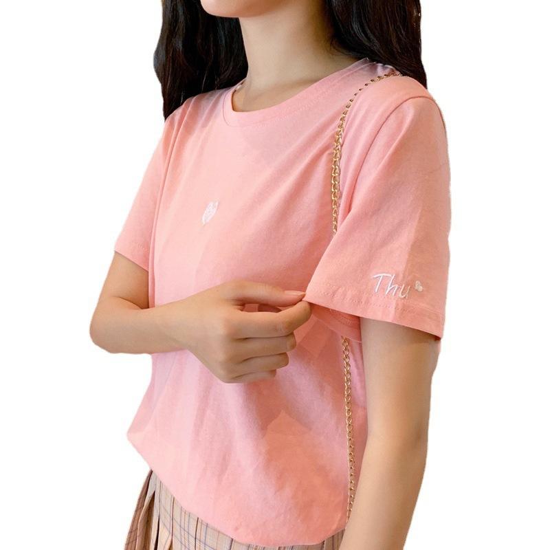Heart-shaped Embroidered Short-sleeved T-shirt for Women In Summer New Loose Women's Base Shirt Top for Women