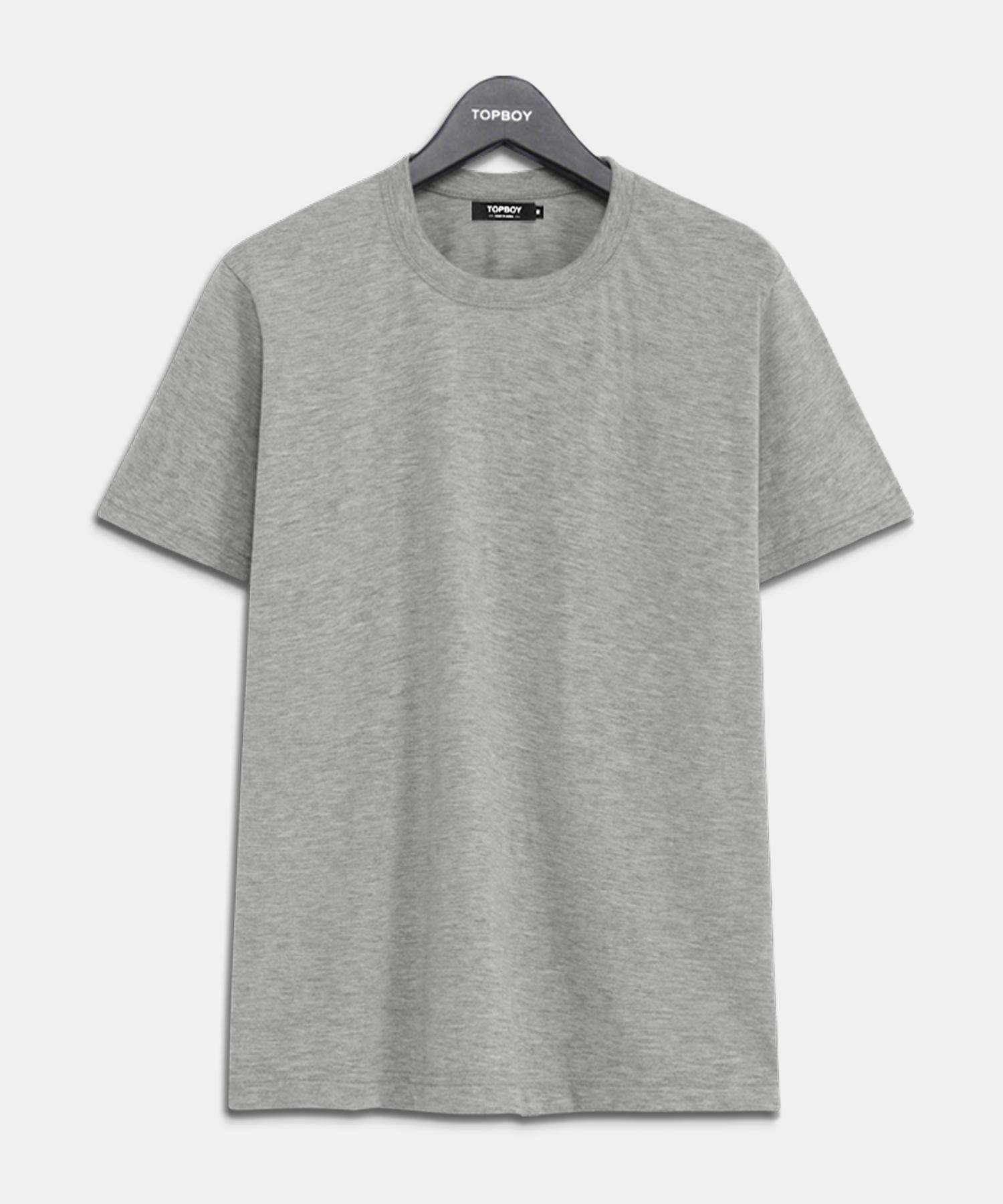 Top Boy Basic Standard Fit Combed Cotton 20-Count Short Sleeve T-Shirt Gray Gray/S