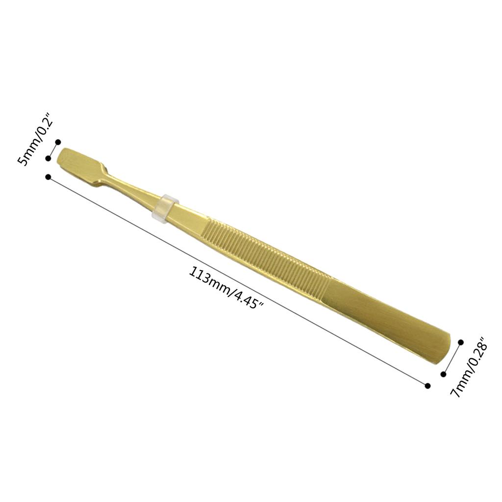 Eyebrow Tweezer Slant Flat Tip Closed Clamp Face Eye Hair Remover False Eyelash Extension Eyelid Sticker Applicator