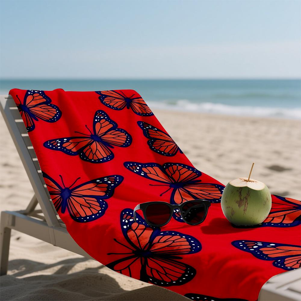 Monarch Butterfly Flair Oversized Microfiber Beach Towel Sand Proof Quick Dry, Absorbent for Swimming Pool Travel Camping