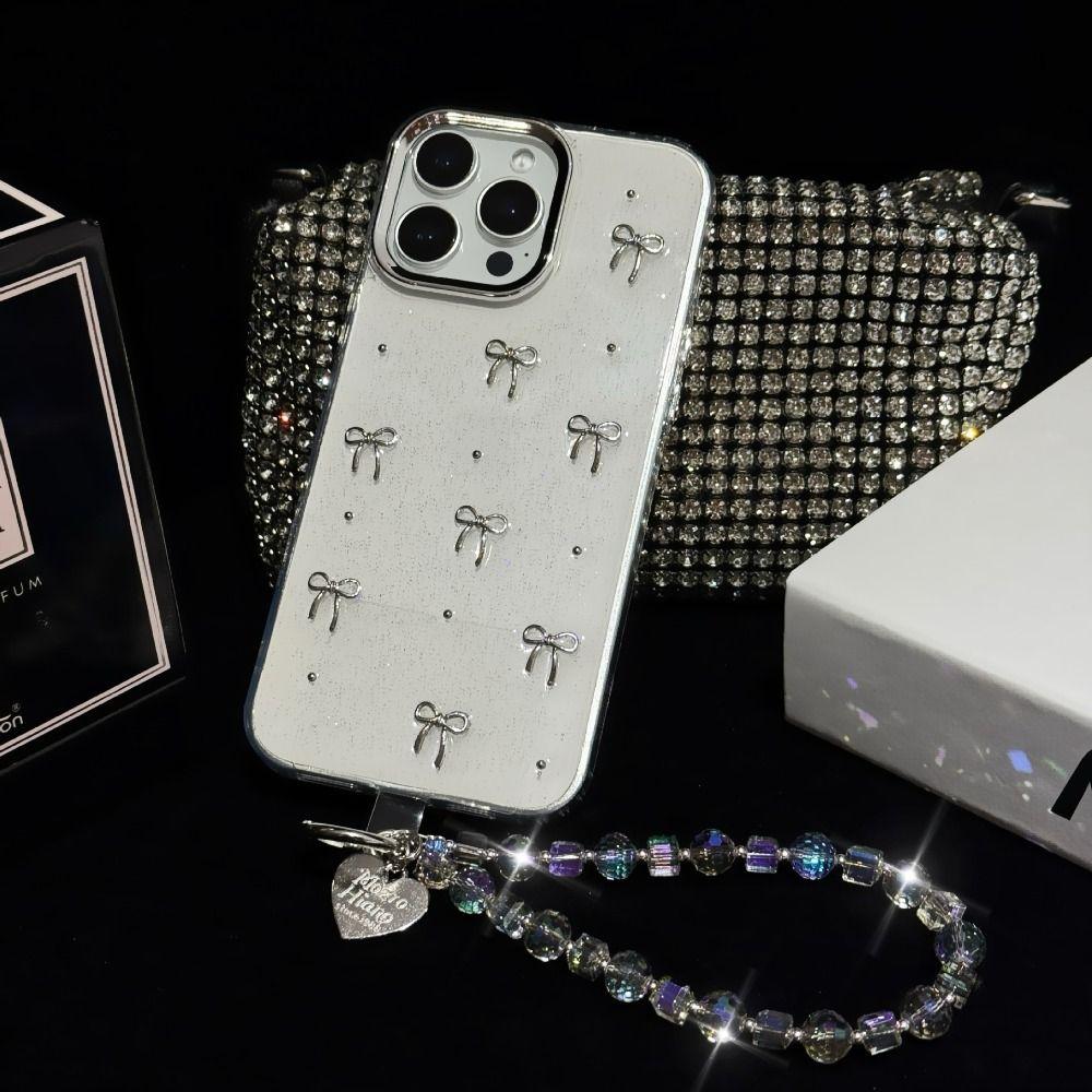 With Clip Crystal Beads Phone Chain Anti-lost Love Phone Pendant  Car Key Accessories