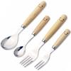 Nagao WaiWai Kitchen Dinner Cutlery Set Stainless Steel and Made In (4 Pieces), Wood, Japan, WY-45