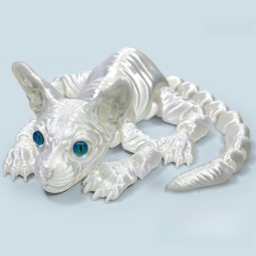 3D-gedruckte Sphynx-Katze Realistische Nacktkatzen-Figur Niedliches 3D-gedrucktes Spielzeug Bewegliches Fidget-Spielzeug für Liebhaber Wohndekor
