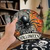 Happy Halloween Wooden Sign with Black Spider Pattern - Unique Figurine Ornaments - Ideal for Front Door, Yard, Porch, Room Decor