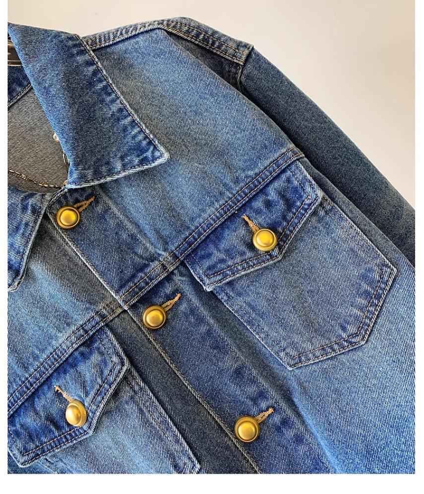 2025 Spring/Autumn Women's Retro Washed Denim Jacket: Hong Kong Style, Loose Fit, Trendy Casual Fashion