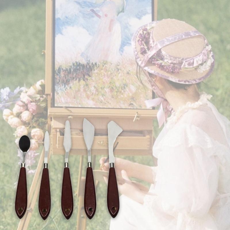 5 Pcs Painting Spatula Set Palette Scraper Set Painting Mixing Scraper Painting Tool for Watercolour Oil Painting