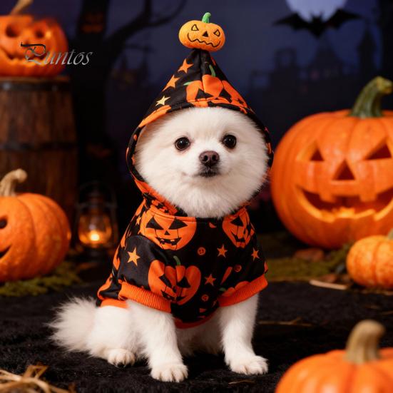 Pumpkin Dog Pullover Halloween Hoodie, Pet Sweatshirt Autumn Pullover, Breathable Hoodie Hooded T-shirt for Small Medium Dogs Cats Outfit