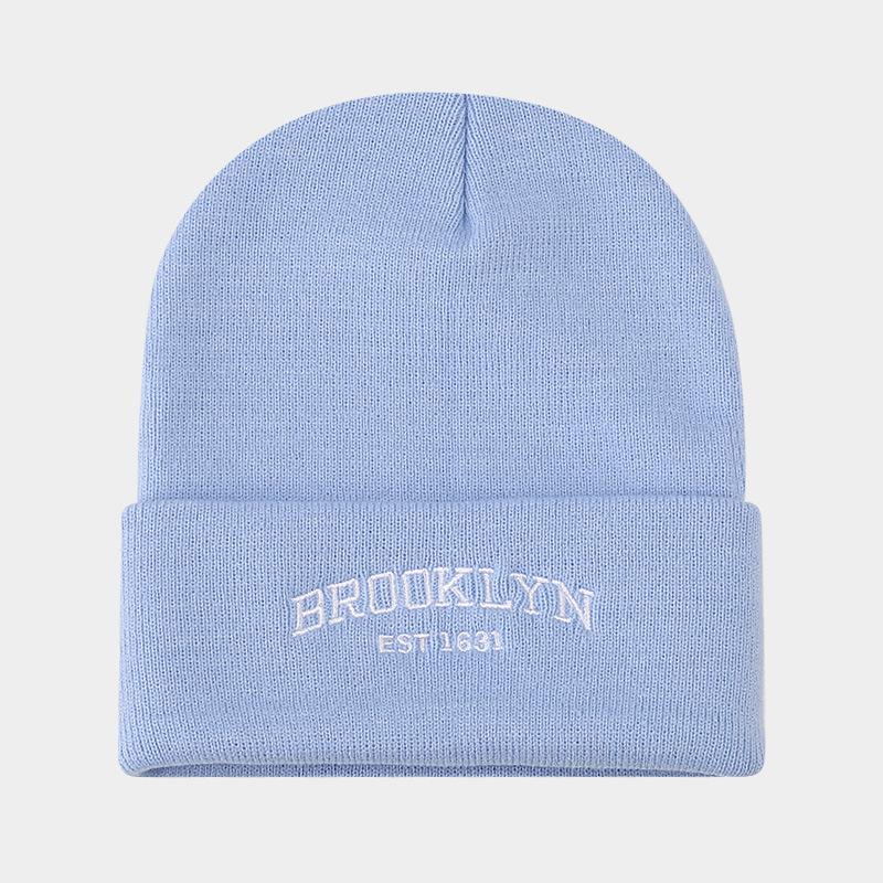 Men's and women's street trend letter embroidery knitted hat casual versatile loose outdoor cold hat big head circumference hat
