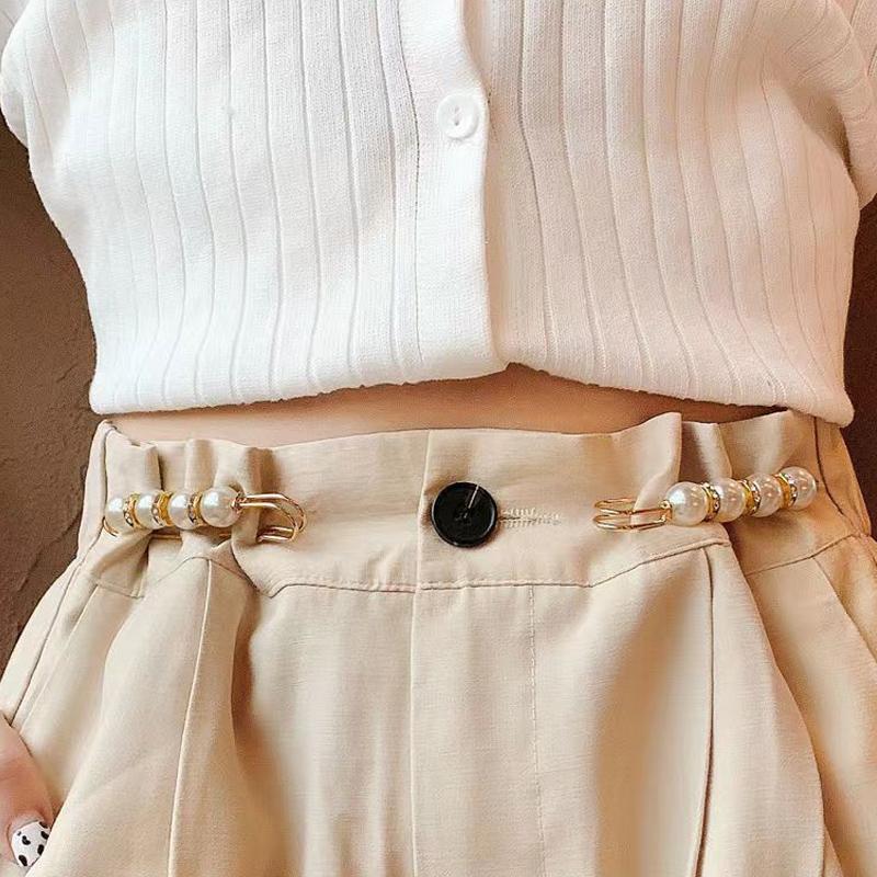 6 Pcs Set Artificial Pearl Waist Pin Clips for Trousers Pants Skirts Dress Waistline Adjusting Shirts Sweater Brooch