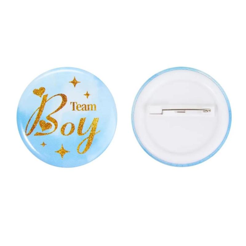 10 Baby Baptism Party Badges with Team Boy/Girl Footprint Emblems, Suitable for Birthday Parties and Baby Shower Decorations