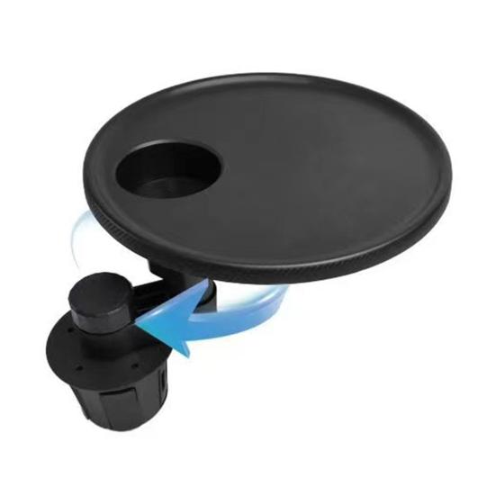 Car Table Tray with Cup Holder 360-degree Rotating Silicone Food Tray for Vehicle Portable Tea Tray for Back Seat
