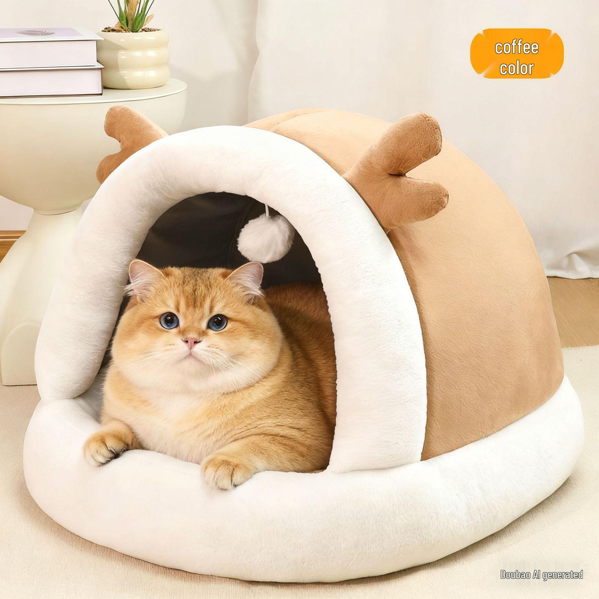 Four Seasons Cat Nest: Cozy Enclosed House for Warm Winter Comfort for Cats and Dogs