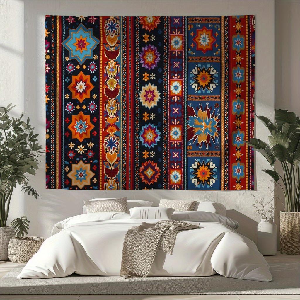 

VIKAMA American Ethnic Style Geometric Tapestry Colorful Star Diamond Pattern Bedroom Feature Wall Decor Living Room Room Decor 74x94cm(29x37in)