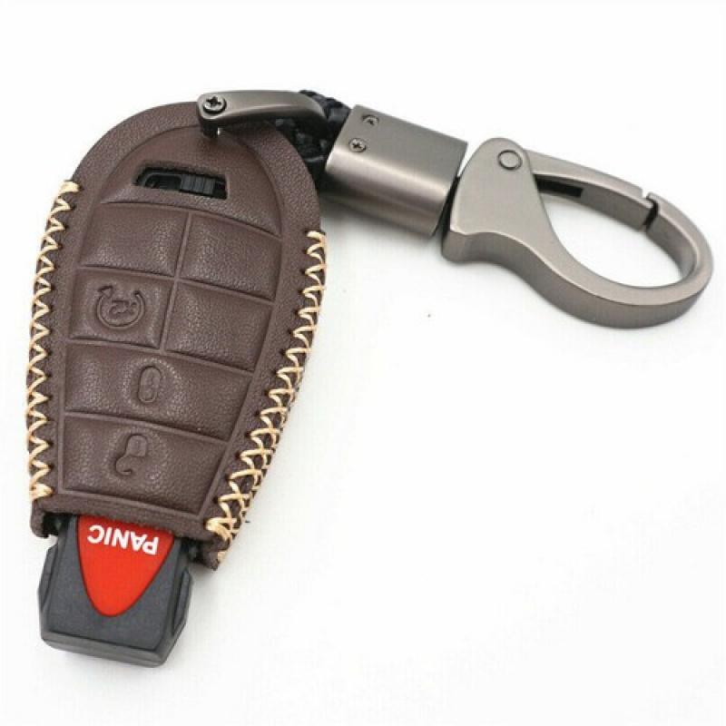 A+  Leather Car Key Cover Case Fob Holder For Dodge For Jeep For Chrysler S