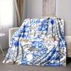 1Pc Blue White Pagodas Tigers Blanket Soft And Comfortable Casual Warm Camping Travel Christmas Halloween Xmas Gift M924184