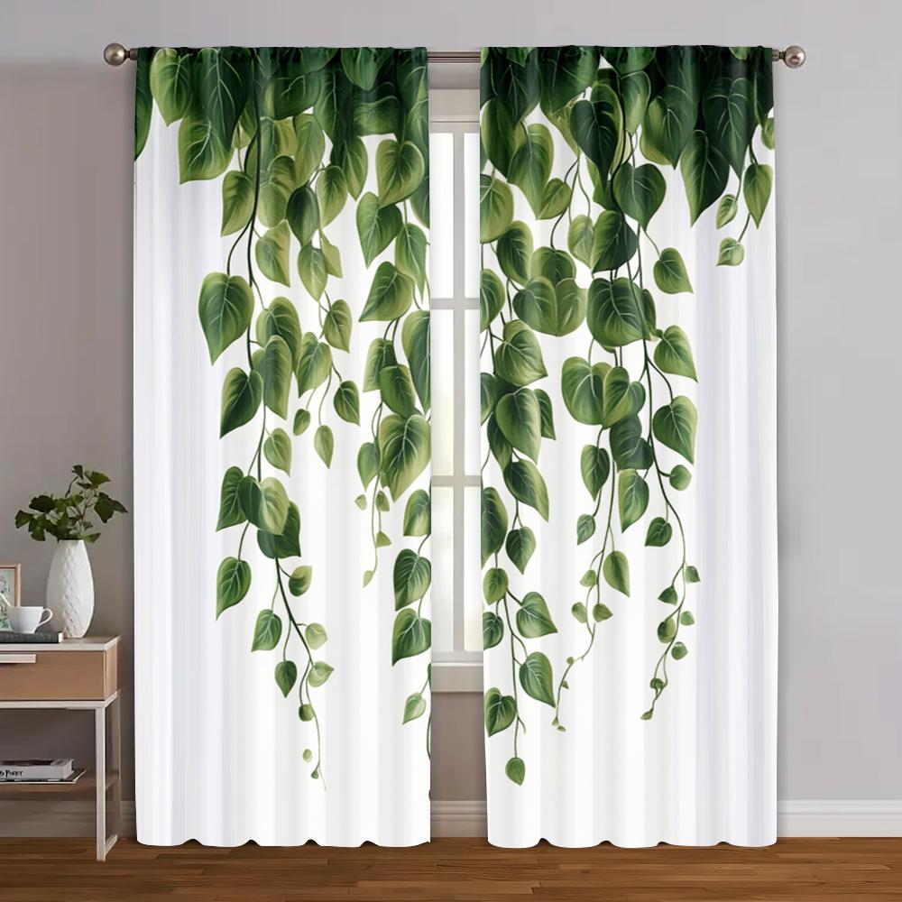 

2pcs Curtains&Window Treatment The green plants have climbed the wall Versatile 100% Polyester (without rod) Festive Perfect 100*130 Grommet Top 1pcs