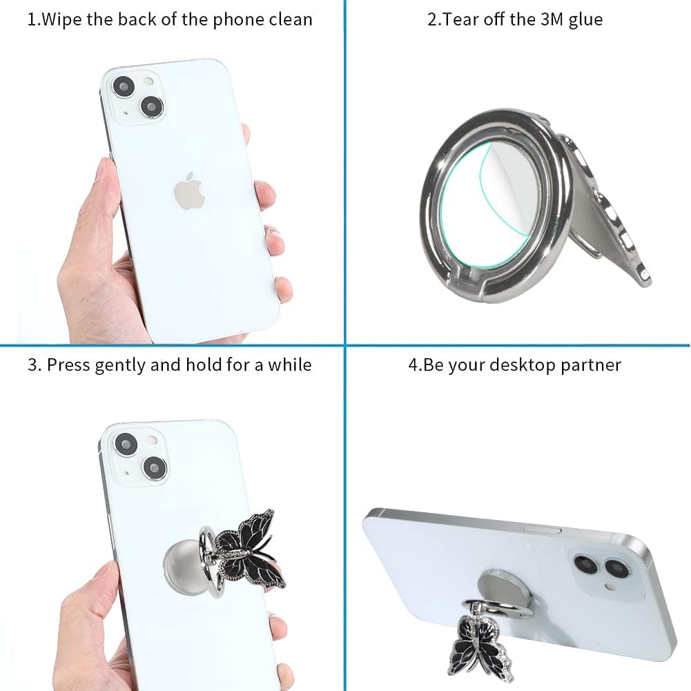 LSL Cute Butterfly Cell Phone Ring Holder 360°Rotation Metal Finger Stand Kickstand Universal Compatible with iPhone Samsung Galaxy LG Google Pixel